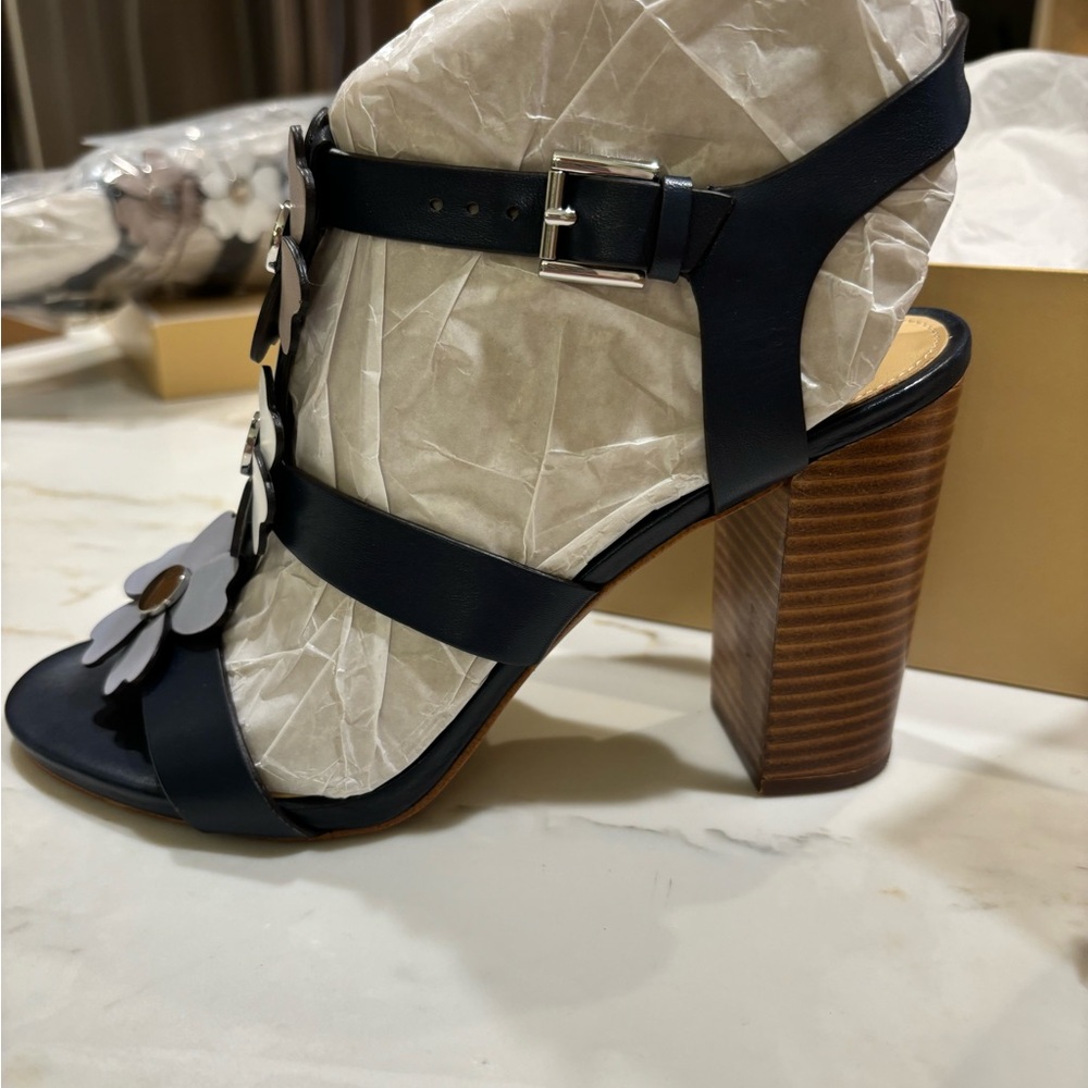Michael Kors Black Floral Heels - Picture 2 of 4